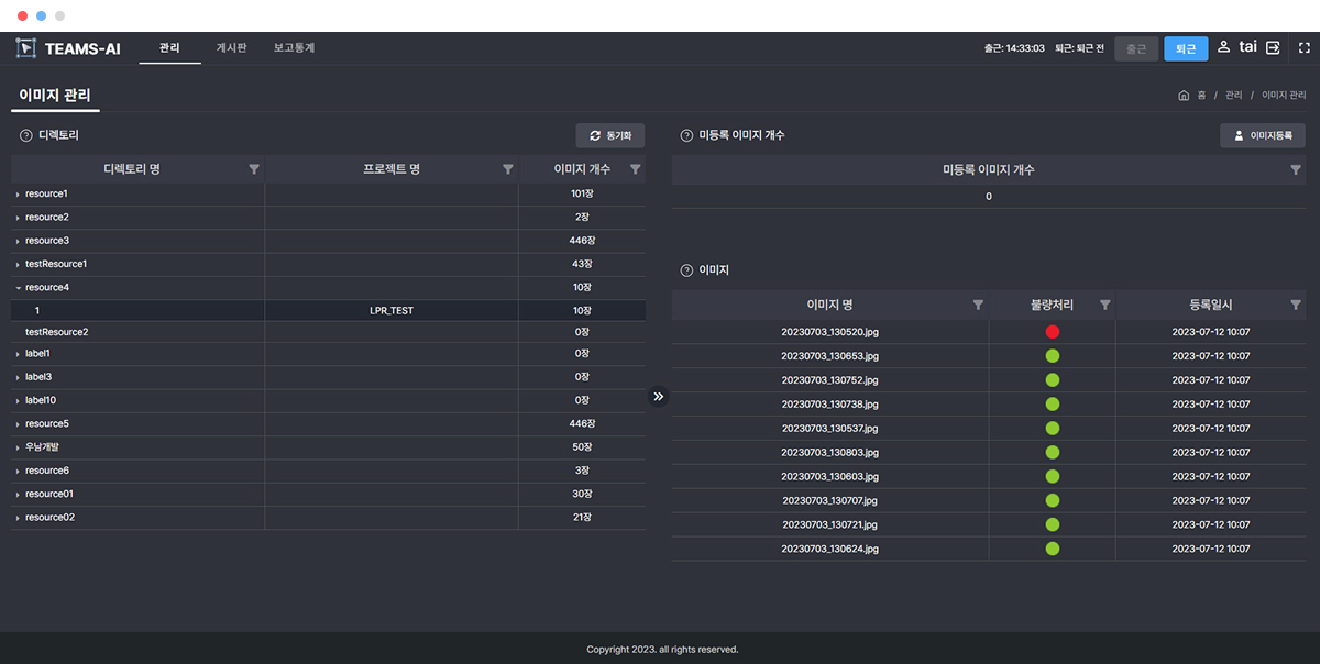 Image Management Screen