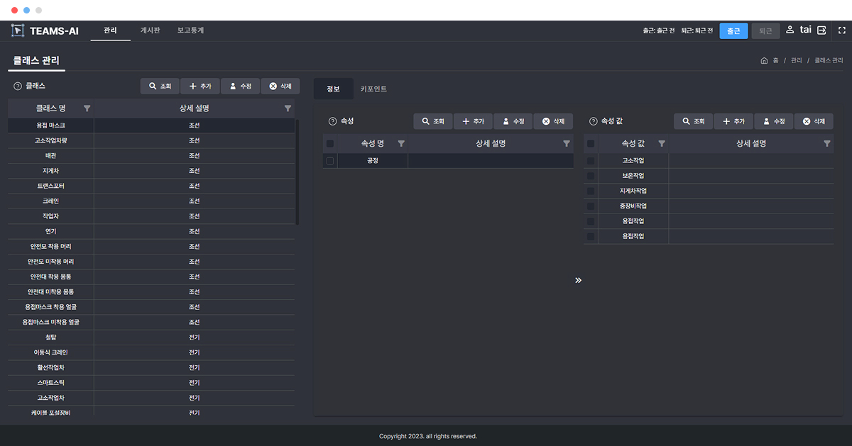 Class Management Screen